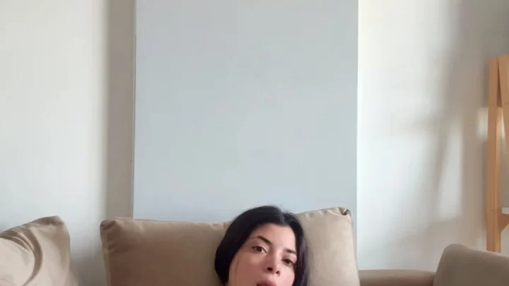 Emilyara – Brunette Slender Babe Dildo Fucking on Sofa
